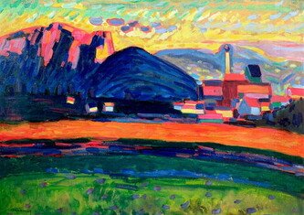 Obrazová reprodukce Landscape with Hills (1908), Wassily Kandinsky, 40 × 26.7 cm