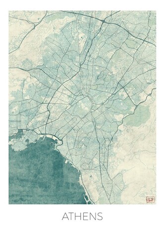 Mapa Athens, Hubert Roguski, 30 × 40 cm