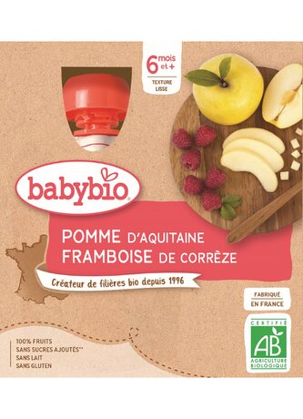 BABYBIO jablko malina 4x90 g