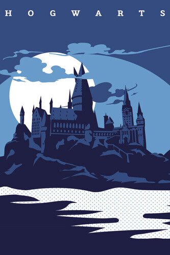 Umělecký tisk Harry Potter - Hogwarts, 26.7 × 40 cm