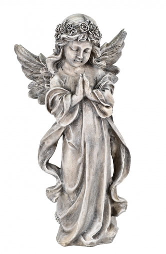 Smuteční dekorace anděl šedý 17x16x11 cm