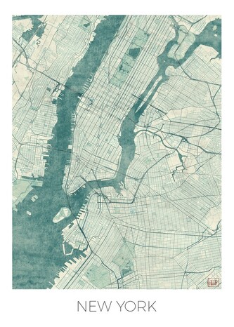 Mapa New York, Hubert Roguski, 30 × 40 cm