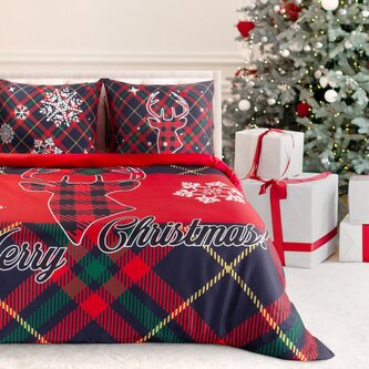 Vánoční mikrovláknové povlečení MERRY CHRISTMAS I. 1x 140x200 cm, 1x povlak 70x80 cm MyBestHome