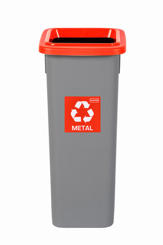 Odpadkový koš na tříděný odpad Fit Bin gray 20 l, červený - kov