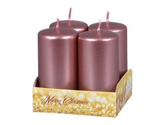 Svíčka adventní perleťová d4x8cm 4ks