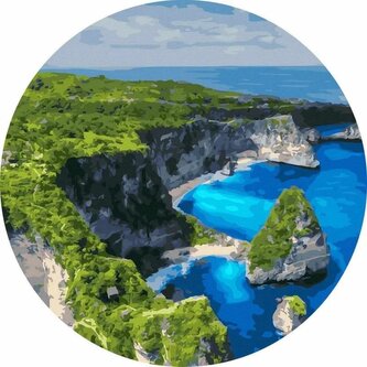 Malowanie po numerach okrągłe - Widok z lotu 40cm