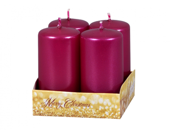 Svíčka adventní perleťová d4x8cm 4ks