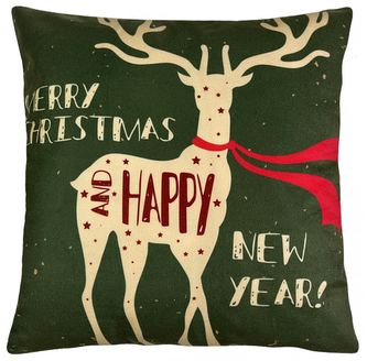 Vánoční polštář HAPPY zelená 40x40 cm Mybesthome