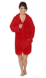 Froté župan dámský na zip - červená - vel. XXXL