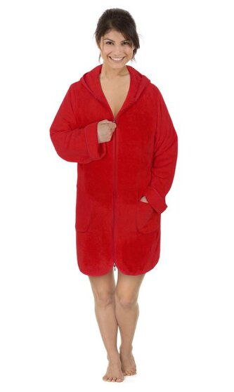Froté župan dámský na zip - červená - vel. XXXL