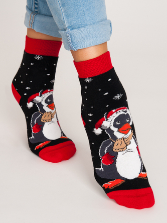NOVITI SF012-U-02 Skarpety frotte XMAS Pingwin 31/34