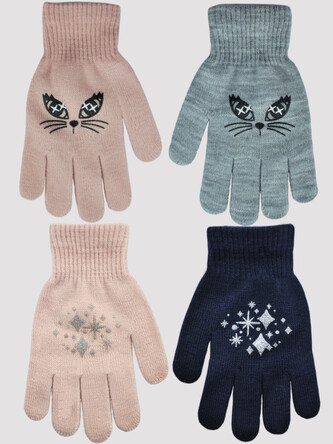 NOVITI RZ027-G-01 Rękawiczki dziewczęce 1p akrylowe ABS pojedyncze 12