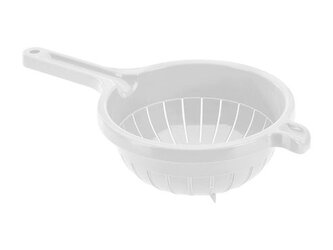 cedník d19x19cm, stojící s rukojetí, bílý, plast