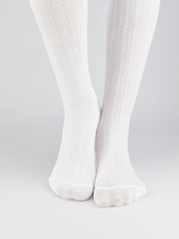 NOVITI RB009-G-01 Rajstopy bawełna żakard wzór prążki białe 56/62