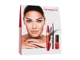 Dermacol Obsesión řasenka Obsesión 13 ml Black + lak na nehty 5 Days Stay 11 ml + automatická tužka na oči Waterproof Micro Eyeliner