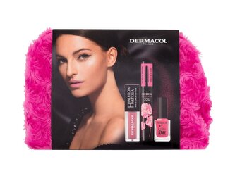 Dermacol Imperial řasenka Imperial XXL Volume & Panorama 13 ml Black + matná rtěnka Hyaluron Hysteria 4,5 ml 06 + lak na nehty 5 Day Stay 11 ml 53 + kosmetická taštička