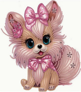 Diamantový obrázek na plátně 23 x 30 cm - Pejsek s mašlí