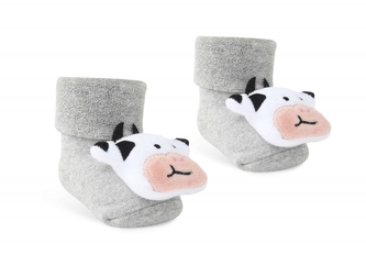 Kojenecké froté ponožky Kravička, šedé; 56-68 (0-6 m)