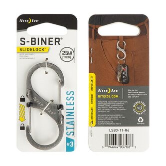 Nite Ize - Karabinek S-Biner® SlideLock® Stainless Steel #3 - Stainless - LSB3-11-R6
