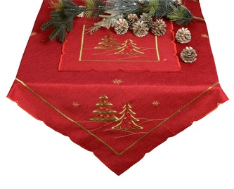Ubrus Vánoční, Vánoční stromeček, bordová 35 x 35 cm