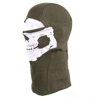 101 Inc. - Kominiarka jednootworowa bawełniana Balaclava Skull - Zielona - 214278