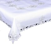 Ubrus vánoční, Vánoční hvězda stříbrná 18, bílá 35 x 160 cm