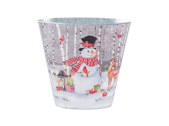 Květináč  plechový 133x115mm klasik sněhulák, barevná