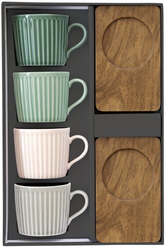 Čtyři porcelánové šálky a podšálky Take A Break Design 7