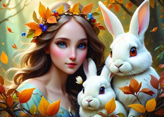 ALIPSON Puzzle Dívka s králíci 500 dílků