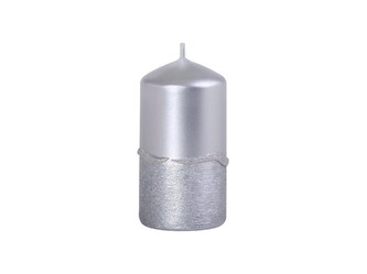 Drápaná s vlnkou Válec 50x100 stříbrná svíčka