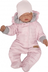 Z&Z Prošívaný dvouvrstvý overálek s kapucí a volánkem, sv. růžový, vel. 74; 74 (6-9m)