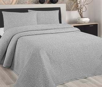 Přehoz na postel, Leaf, šedý 240 x 260 cm
