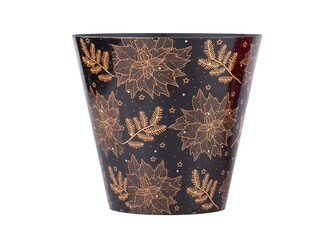 Květináč  plastový 210x130x197mm velkýs s vnitřní černou úpravou motiv ván. hvězdy, černá, zatá