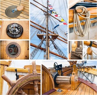 GRAFIKA Čtvercové puzzle Koláž: Starobylá plachetnice 1000 dílků