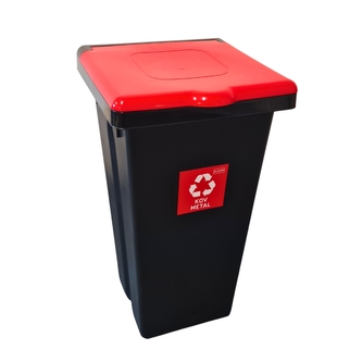 Odpadkový koš na tříděný odpad Flap Bin černý 75 l, červený - kov