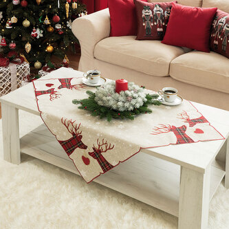 Vánoční ubrus na stůl RENIFER béžová 85x85 cm Mybesthome