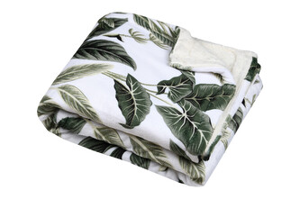 Deka z mikrovlákna TOPIARY bílá/zelená 130x160 cm France