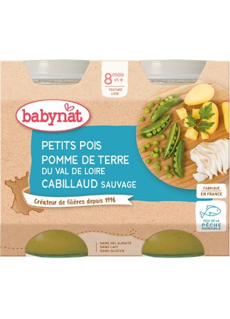 BABYNAT hrášek a brambory s treskou 2x200 g