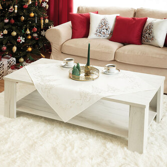 Vánoční ubrus na stůl VÁNOČNÍ TŘPYT bílá 85x85 cm Mybesthome