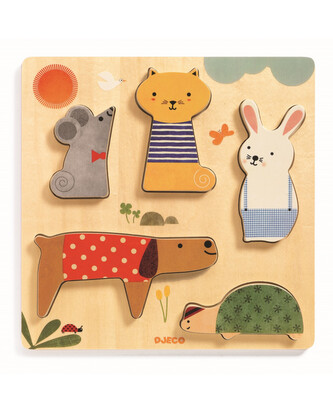 DJECO Domácí mazlíčci - vkládací dřevěné puzzle