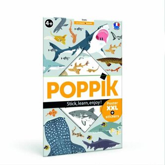 POPPIK Vzdělávací samolepkový plakát Žraloci