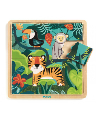 DJECO Dřevěné puzzle Tygr a přátelé
