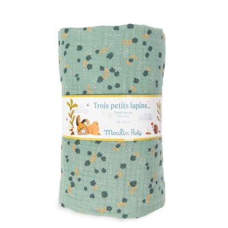 MOULIN ROTY Mušelinové prostěradlo 70 x 140cm Petits Lapins