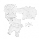 4-dílná bavlněná sada pro miminko do porodnice, bílá, vel. 56; 56 (1-2m)