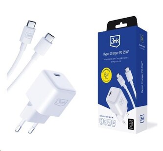 3mk síťová nabíječka Hyper Charger PD 25W + kabel USB-C 3mk síťová nabíječka Hyper Charger PD 25W + kabel USB-C