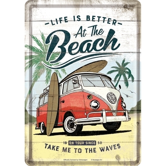 Nekupto Plechová pohlednice VW Bulli Life is Better at the Beach NA10328