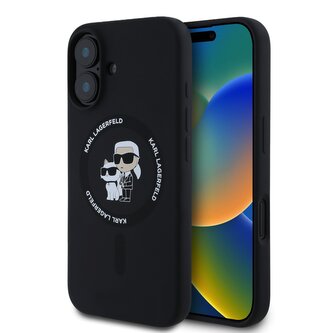 Karl Lagerfeld Liquid Silicone Karl and Choupette MagSafe Zadní Kryt pro iPhone 16 Plus Black Karl Lagerfeld Liquid Silicone Karl and Choupette MagSafe Zadní Kryt pro iPhone 16 Plus Black