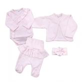 4-dílná bavlněná sada pro miminko do porodnice, sv. růžová, vel. 62; 62 (2-3m)