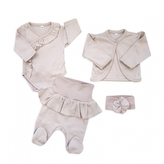 4-dílná bavlněná sada pro miminko do porodnice, béžová; 50 (0-1m)