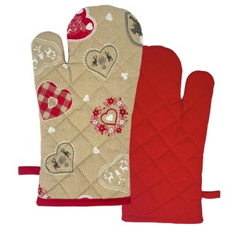 HOME ELEMENTS Kuchyňská chňapka s magnetem 18*32 cm, Vánoční srdce HOME ELEMENTS Kuchyňská chňapka s magnetem 18*32 cm, Vánoční srdce